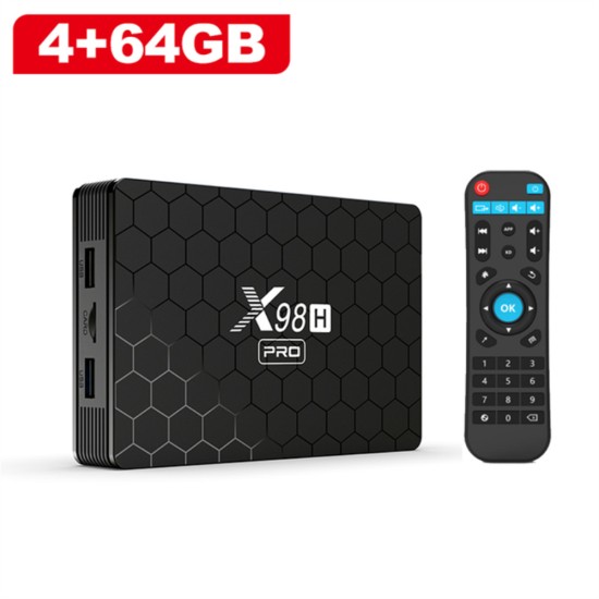 Smart TV Box Android 12 X98h Pro Quad Core 4k Media Player 2.4g 5g Wifi Bluetooth 5.0 EU Plug 4+64GB