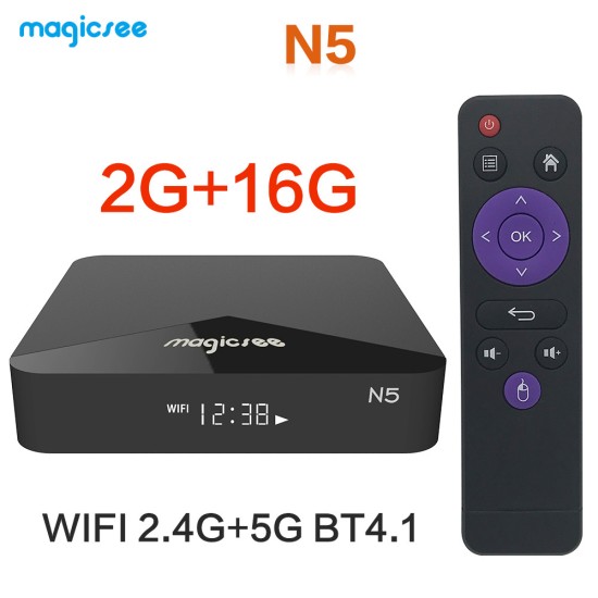 TV BOX N5 Android 9.0 TV BOX Amlogic S905X Quad-core 4K Resolution 2GB RAM 16GB ROM 2.4G 5G WiFi Set Top Box black_2 + 16GB dual WIFI European regulations