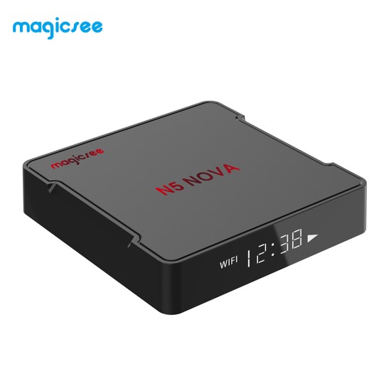 TV BOX N5 NOVA Android 9.0 TV BOX RK3318 4G 32G/64G Rom 2.4+5G Dual WiFi Bluetooth4.0 Smart Box 4K Set Top Box with Air Mouse black_4 + 64GB British regulations