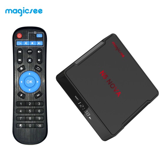 TV BOX N5 NOVA Android 9.0 TV BOX RK3318 4G 32G/64G Rom 2.4+5G Dual WiFi Bluetooth4.0 Smart Box 4K Set Top Box with Air Mouse black_2 + 16GB British regulations