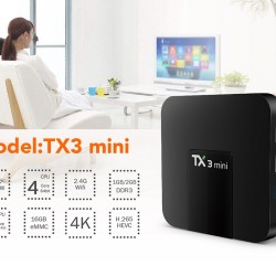 TX3 Mini Android 7.1 Smart TV BOX Amlogic S905W Quad Core Set Top Box H.265 4K WiFi Media Player  1GB+8GB UK plug