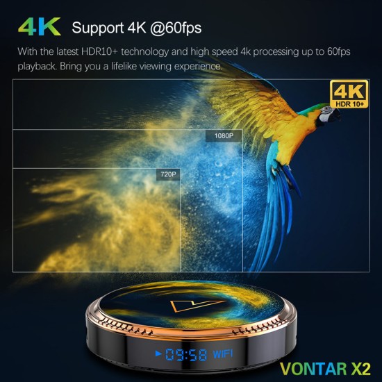 Vontar X2 Smart TV Box Android 11 Amlogic S905w2 Dual Band 4gb 32gb Wifi Bluetooth Set Top Box Black EU Plug