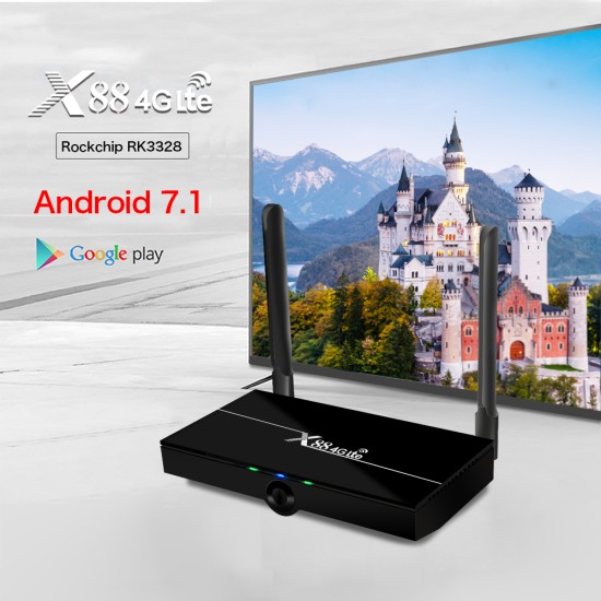 X88 4G Lte TV Box Android 9.0 2GB RAM 16GB Google Voice Assistant RK3328 4K Quad Core With SIM Card European regulations