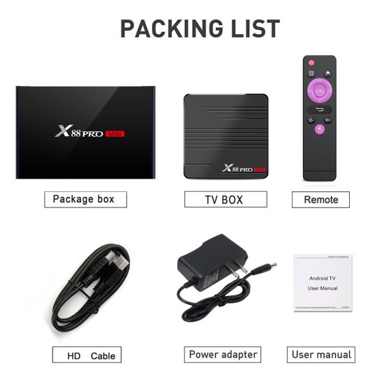 X88 PRO Mini TV Box Android 9.0 Amlogic S905X3 4K 60fps Google Player Media Player 2GB 16GB 4GB 32GB Set Top Box British Plug