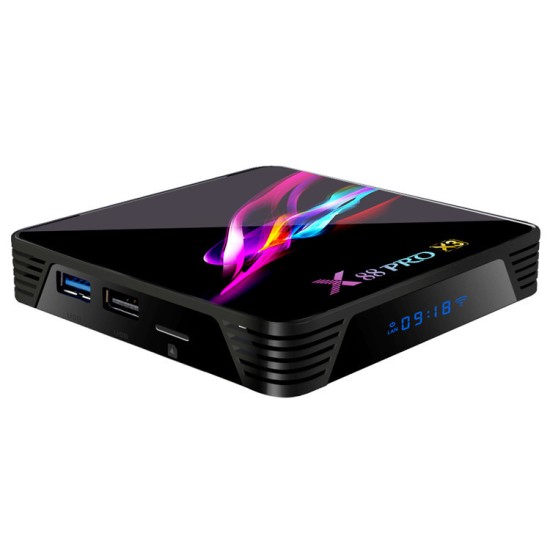 X88 PRO X3 Android 9.0 TV Box  S905X3 Quad Core 1080p 4K Google Voice Assistant 2G 16G Set Top Box black_4GB + 64GB