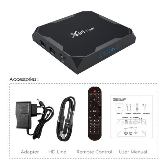 X96 max plus Smart TV Box Amlogic Android 9.0 Quad Core 4G 32G/64G 2.4G/5.0G Dual WIIF BT4.0 8K HD Set top box U.S. regulations