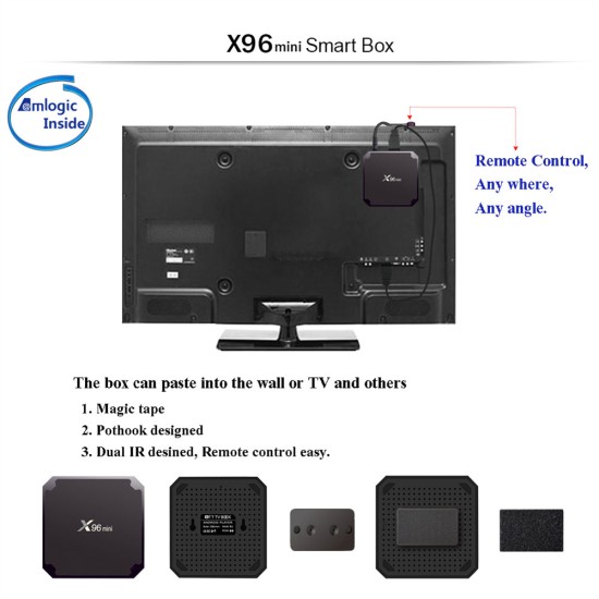 X96mini TV Box Network Stb S905w 4k HD Wifi Remote Control Intelligent Android IOS US Plug 1+8GB