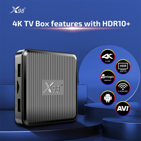 X98q Set Top Box S905w2 Android 11.0 Quad Core 2.4D 5G Dual Frequency Smart TV Box 4k Hd Network Media Player EU Plug