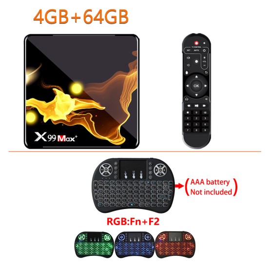 X99 Max+ Tv  Box S905x3 Chip Dual Frequency Wifi Uad Core 4gb Ram 32gb 64gb Wifismart Tv Box 4+64G_Au plug+I8 Keyboard