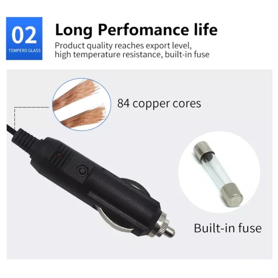 12V 24V High-power Car Charger Dual USB 1-to-3 Cigarette Lighter 120W Black