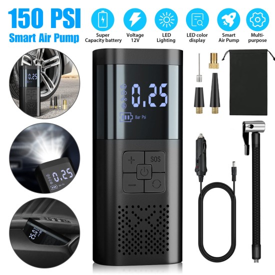 150psi Car Digital Electric Tire Inflator Portable LCD Car Wireless Air Pump Compressor