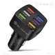 15a 6 Usb Car Charger Luminous Qc3.0 75w Fast Charging Phone Adapter with Led Light Display Black