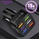 15a Portable Luminous Car  Charger Built-in Overcurrent Protection Fast Charging 6usb Qc3.0 5v9v12v Car Interior Accessories Car Goods black