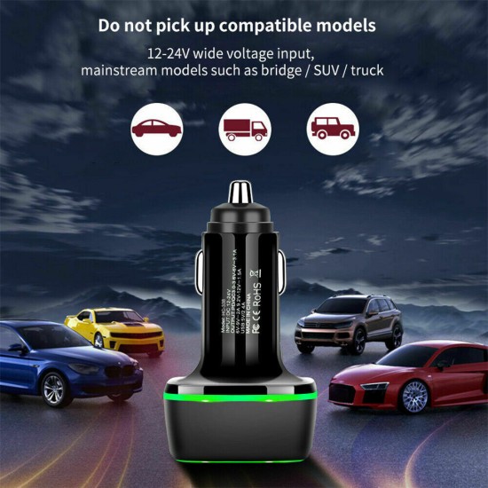 3-in-1 Qc3.0+pd 18w Multi-device Car  Charger Multi-function Constant Temperature Fast Charging Upgraded Chip Type-c Usb Charger White