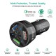 3-port Usb Car Fast Charger DC 12-24v Multi-port 1.1a/2a/2.1a Lighting Display Black