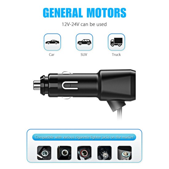 3-way Car  Charger Power Adapter Dual Usb Ports Car Cigarette Lighter Socket Splitter black