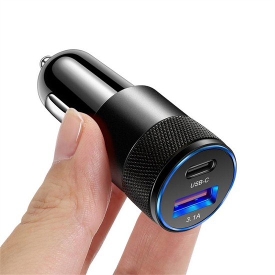 3.1A 15w Car Charger Usb Cigarette Lighter Adapter Car Auto Replacement Battery Fast Charger Black