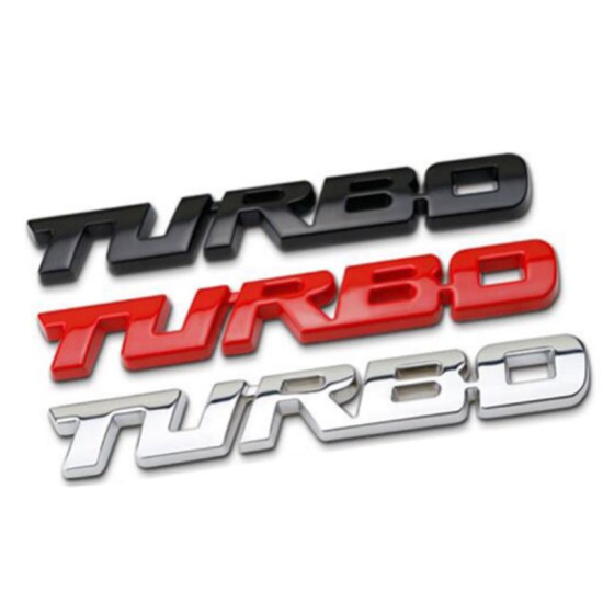 3D Car Styling Sticker Metal TURBO Emblem Body Rear Tailgate Badge Tailgate red