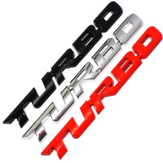 3D Car Styling Sticker Metal TURBO Emblem Body Rear Tailgate Badge Tailgate red