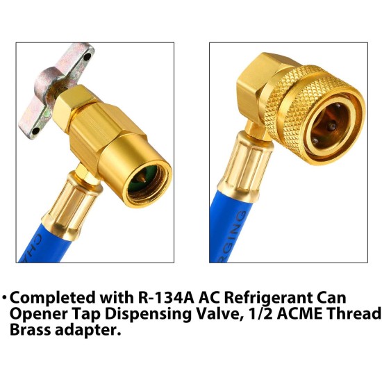 3pcs Automobile Air Conditioner Refrigerant Piercing Tap Valve Kits U-Charging Hose Refrigerant Can Tap with Gauge