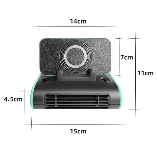 4-in-1 Car Fan Center Console Cooling Fans Wireless Charging Mobile Phone Holder Black Blue 12V