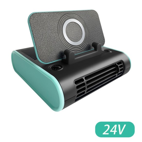 4-in-1 Car Fan Center Console Cooling Fans Wireless Charging Mobile Phone Holder Black Blue 24V