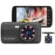 4-inch Car  Driving  Recorder 1080p High-definition Wide-angle Camera Led Fill-in Light Night Vision Dual Lens Hidden Dash Cam black