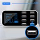 8-port Output Usb Car Charger 12v-24v Led Digital Display Ultra-thin Fast Charger black