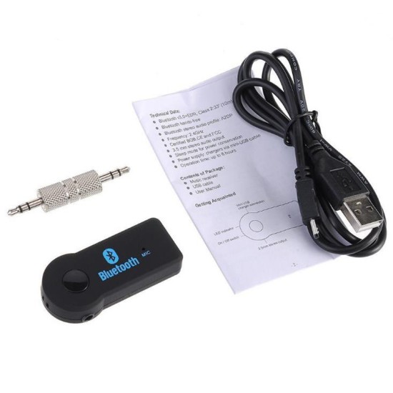 AUX Car Bluetooth Receiver 3.5mm Car Audio Adapter Wireless Connector Automotive Accessories Black (large package)