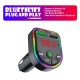 Ambient Light Bluetooth-compatible 5.0 Fm Transmitter Car  Mp3  Player Wireless Audio Receiver Handsfree Dual Usb Fast Charger F5 black