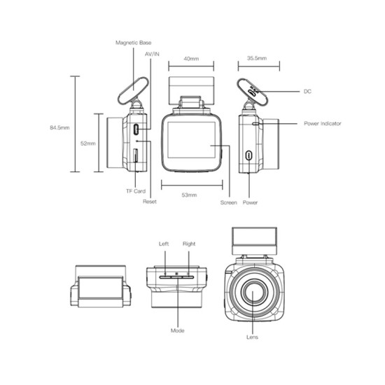 Anytek Dash Cam Camera 2 Inch Display Q2N 1080FHD Driving Recorder G-sensor Technology 200W Dash Cam Loop Recording Silver