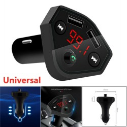 B4 12V 24V Car Cigarette Lighter Socket USB Charger MP3 Player Bluetooth Hands-free Black