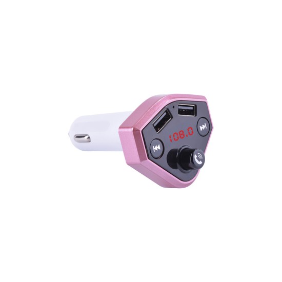 B4 12V 24V Car Cigarette Lighter Socket USB Charger MP3 Player Bluetooth Hands-free Pink