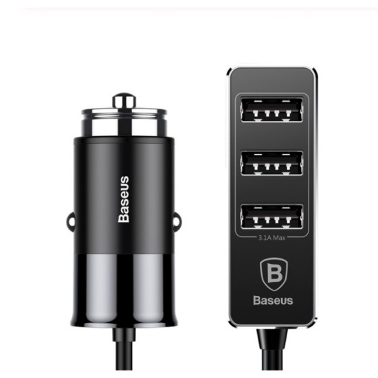 Baseus Car USB Charger 4 Ports Output Car Charger Mobile Phone Charger for iPhone X 8 7 6 Samsung Xiaomi Charger black