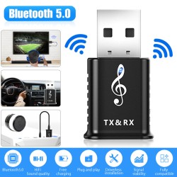 Bluetooth 5.0 Transmitter Receiver 4-in-1 Usb Wireless Car Audio Adapter Dongle Black