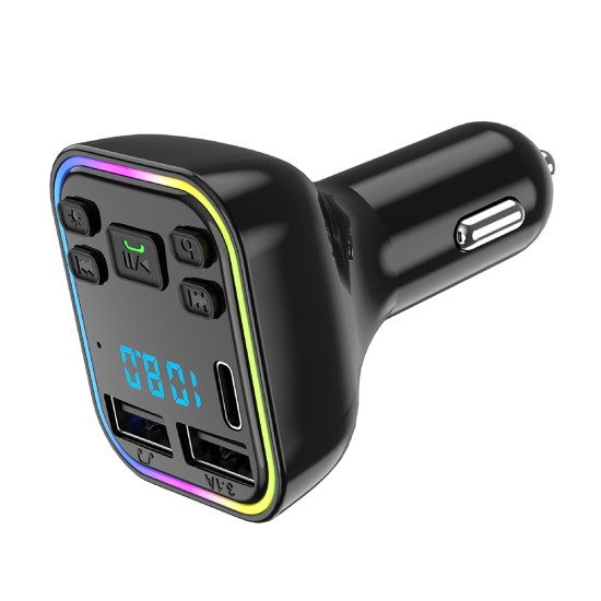 Bluetooth-compatible 5.0 Fm Transmitter Car Mp3 Player Noise Reduction Wireless Hands Free Audio Receiver black