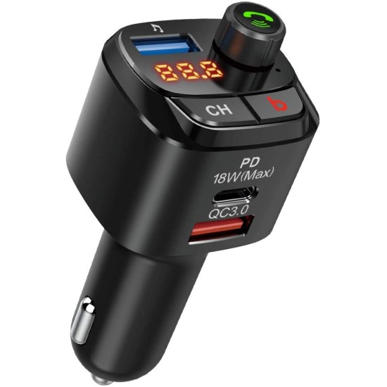 Bt 5.0 Fm Transmitter Car Mp3 Bluetooth Player Car Charger Audio Player black