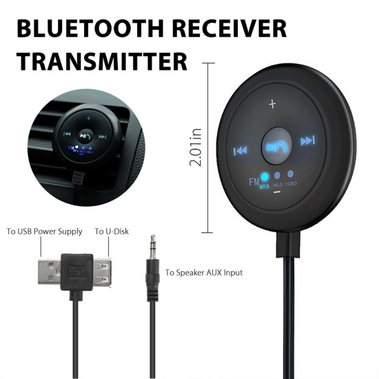 Car  5.0  Bluetooth-compatible  Receiver  Transmitter Mp3 Music Player Handsfree Calling Navigation Adapter Black