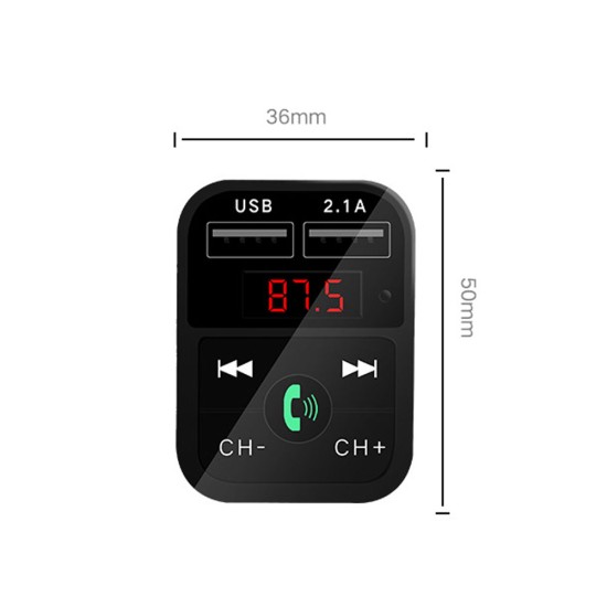 Car  Integrated  Mp3  Player Card Car B2 Bluetooth-compatible Hands-free Fm Transmitter Black