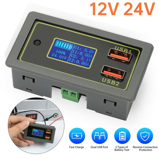 Car Automotive Voltmeter 12v 24v Dual Usb Led Digital Display Battery Monitor USB Fast Charging