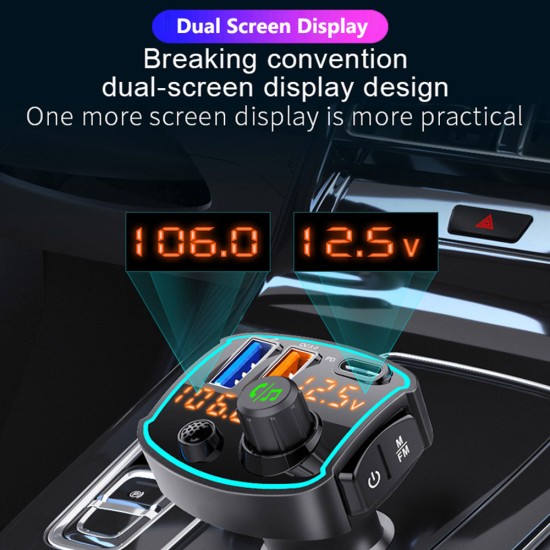 Car Bluetooth 5.0 Stereo Receiver Mp3 Player Usb Quick Charge Fast Charger black