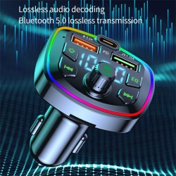 Car Bluetooth FM Transmitter Led Backlight Mp3 Player Hands Free Kit Dual Usb Adapter Fast Charger Q7