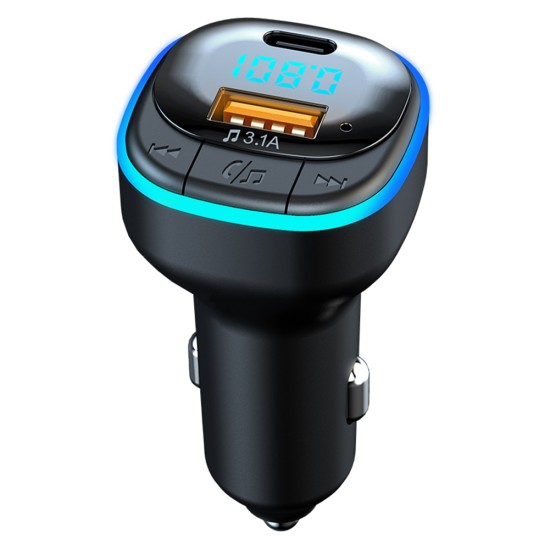 Car Bluetooth Kit Hands-free Mp3 Player Fast Charging Charger Fm Transmitter Black