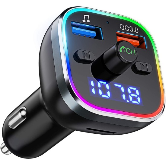 Car Bluetooth Transmitter Qc3.0 Car Charger Car Radio Audio Adapter black