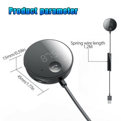 Car Bluetooth-compatible  5.0  Receiver With Microphone Multifunctional Hands-free Wireless Tf Card Fm Transmitter Adapter black