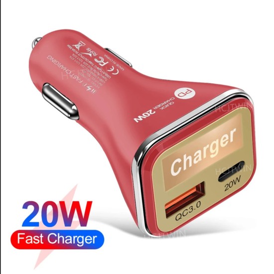 Car Charger 20w Pd Charging Adapter Compatible With Pd+usb Cigarette Lighter Jack Charger black