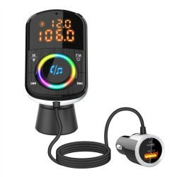 Car FM Transmitter Kit Dual Display Pd3.0/qc3.0 Fast Charger Bluetooth 5.0 Yellow