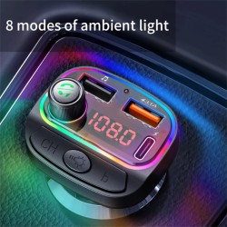 Car FM Transmitter Wireless Mp3 Player Bluetooth 5.0 Hands-free Audio Receiver Black