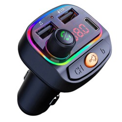 Car FM Transmitter Wireless Mp3 Player Bluetooth 5.0 Hands-free Audio Receiver Black