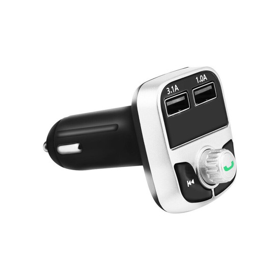 Car FM Transmitter Wireless Radio Adapter USB Charger Bluetooth Black Silver